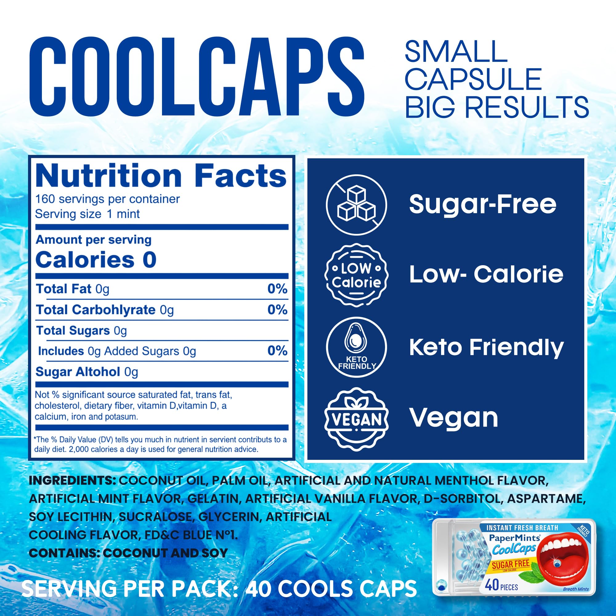 Packaging back view of PaperMints CoolCaps