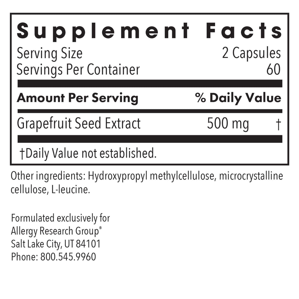 Grapefruit seed extract 500 mg container