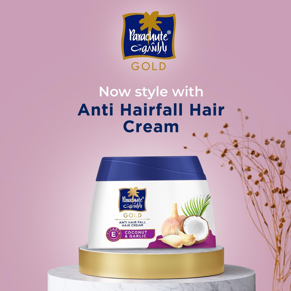 Parachute Gold anti-hairfall cream dispense-application demonstrates easy use