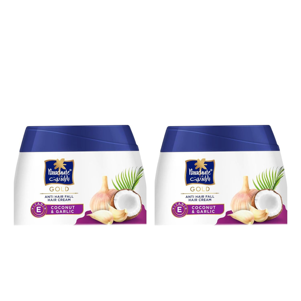 Parachute Gold twin-pack hero shows nourishing care for daily use