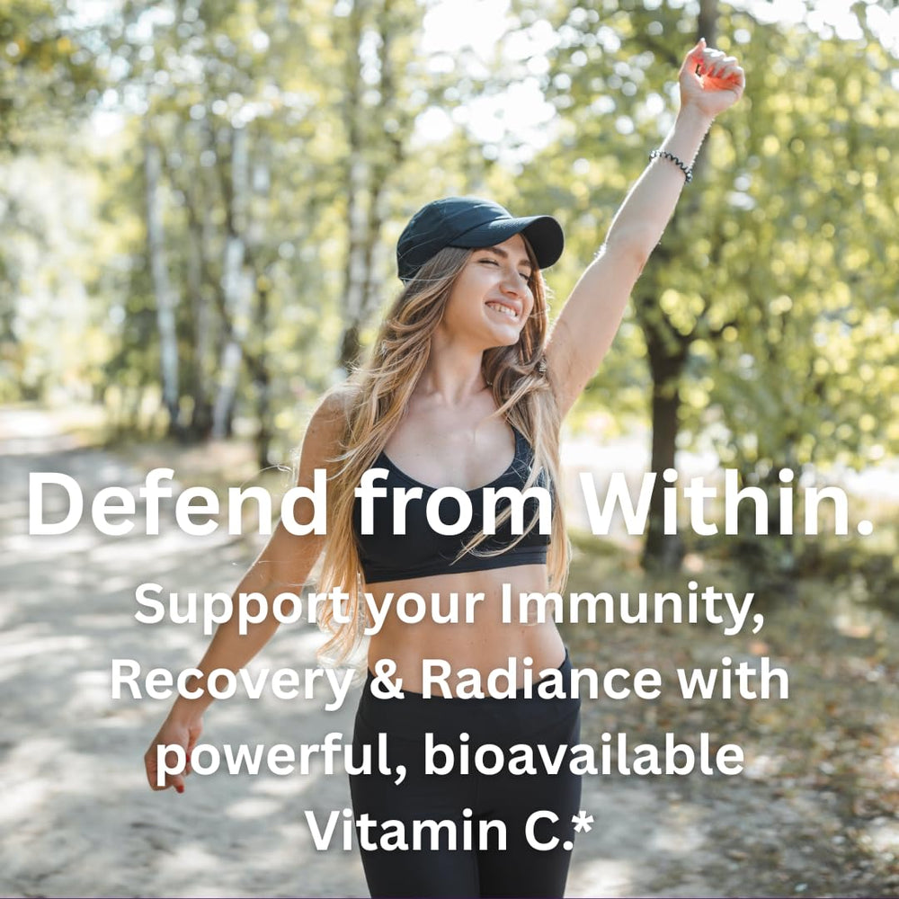 Close-up of Vitamin C capsule with adaptogens