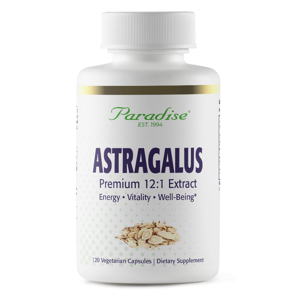 Paradise Herbs Astragalus Extract Vegetarian Capsules bottle, 120 capsules