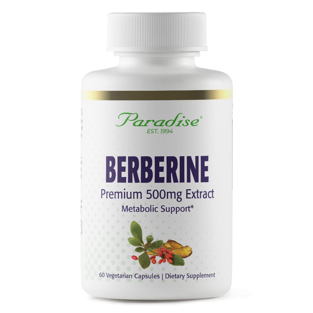 Paradise Herbs Berberine Extract bottle label showing 500 mg