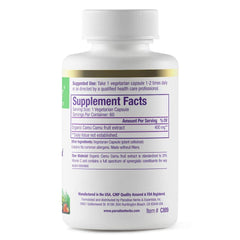 Capsules close-up of Paradise Herbs Camu Camu 400 mg