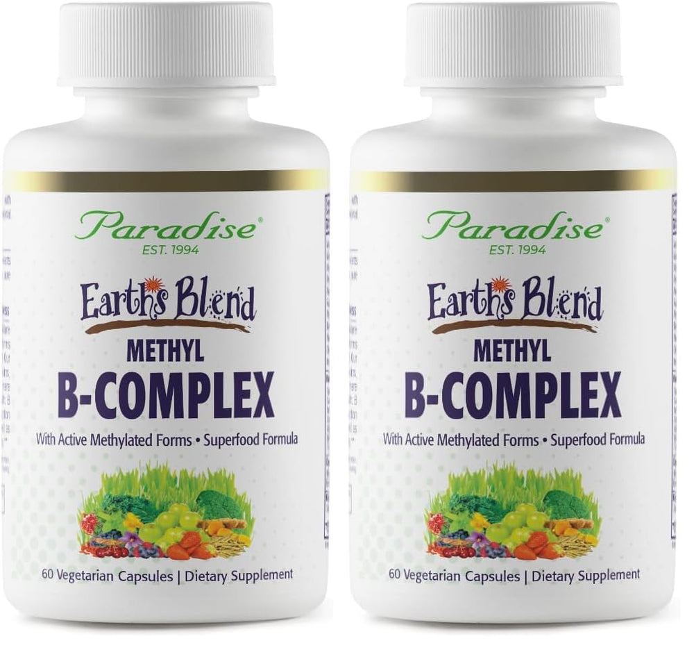 Product bottle of Paradise Herbs Earth's Blend B-Complex with methylated B vitamins