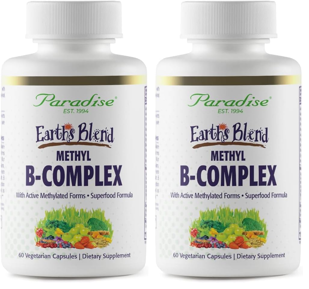 Product bottle of Paradise Herbs Earth's Blend B-Complex with methylated B vitamins