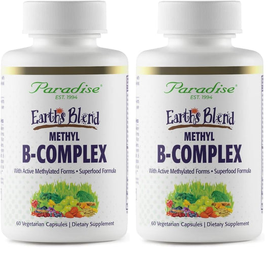 Product bottle of Paradise Herbs Earth's Blend B-Complex with methylated B vitamins