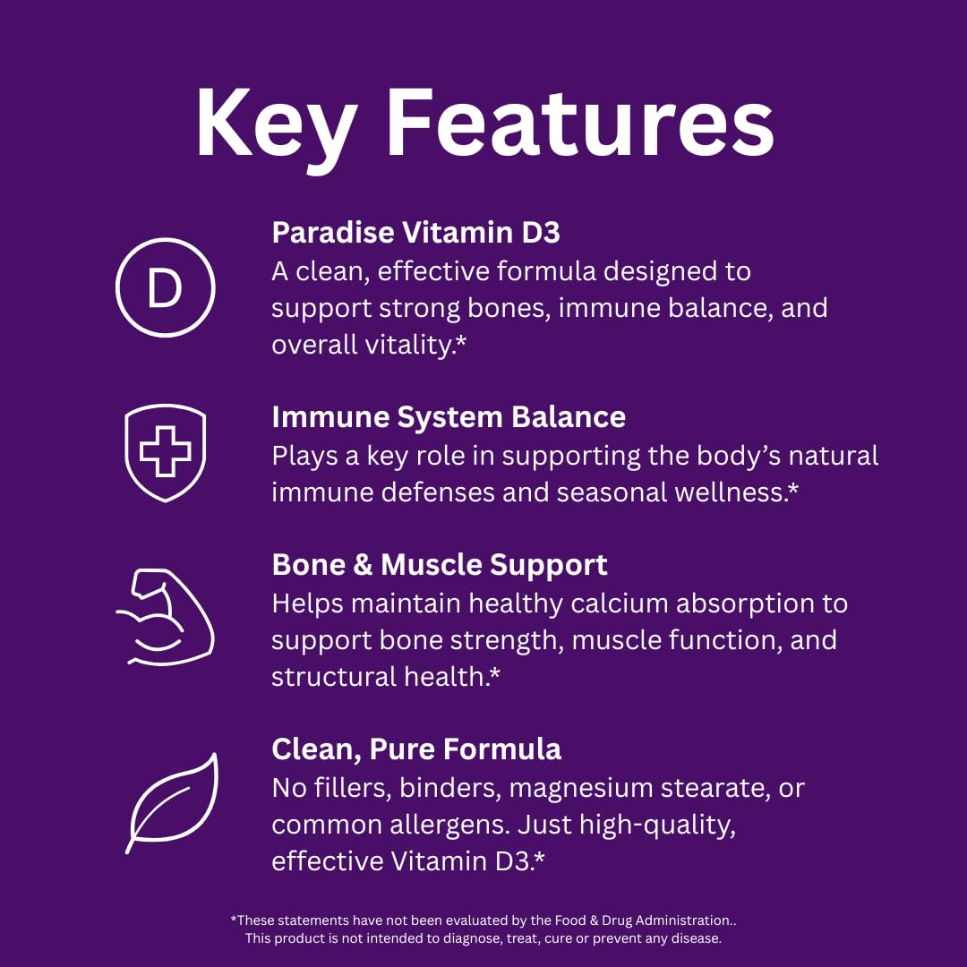Ingredient list and supplement details for D3 product