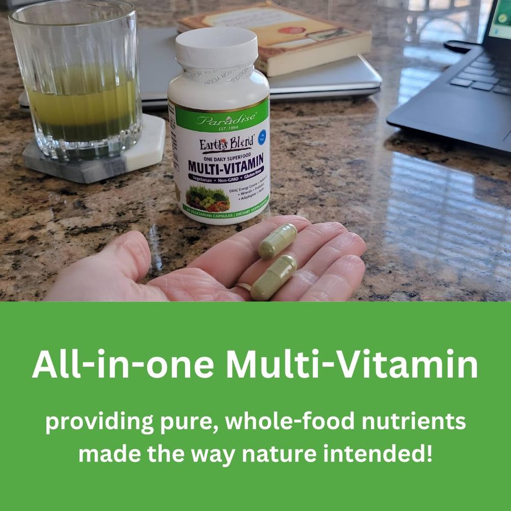 60-count bottle displayed with organic ingredients imagery