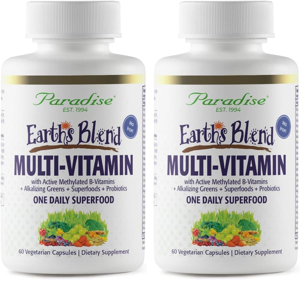 Paradise Herbs Earth's Blend Once Daily Multivitamin for Men bottle and pack of 2