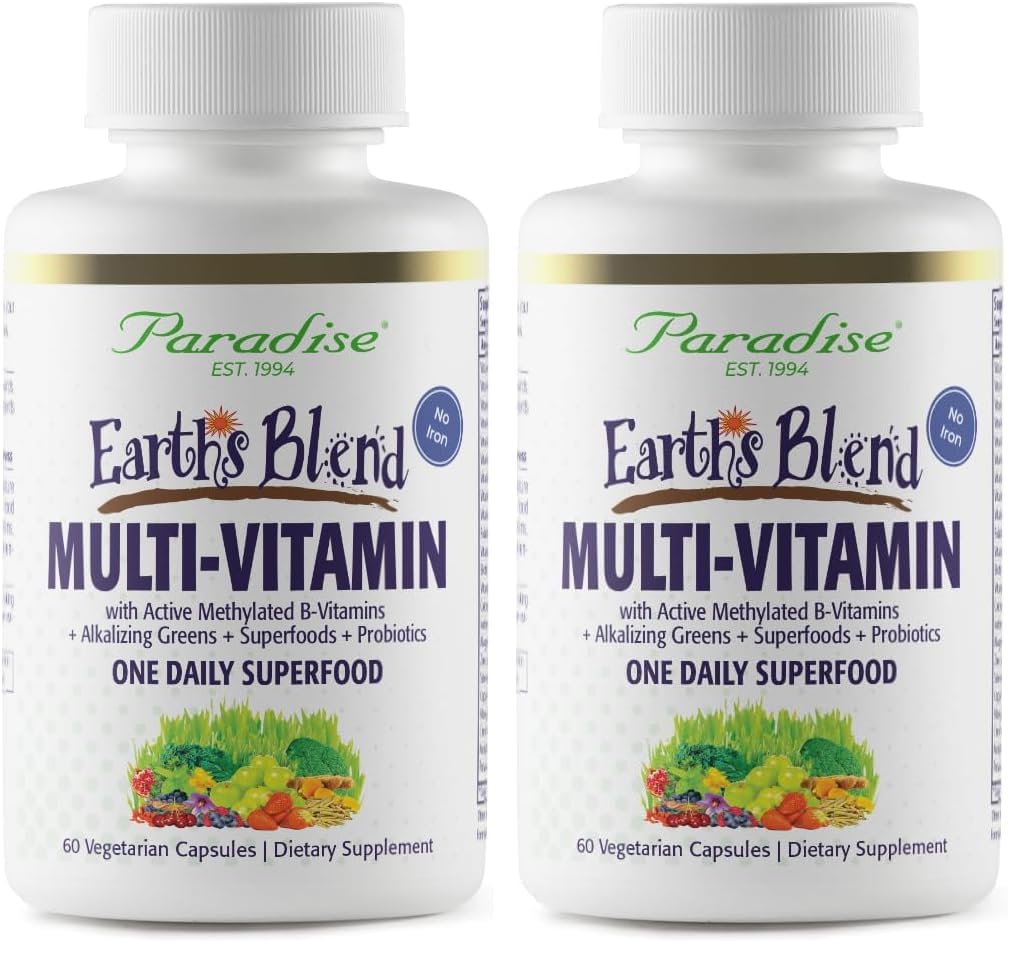 Paradise Herbs Earth's Blend Once Daily Multivitamin for Men bottle and pack of 2