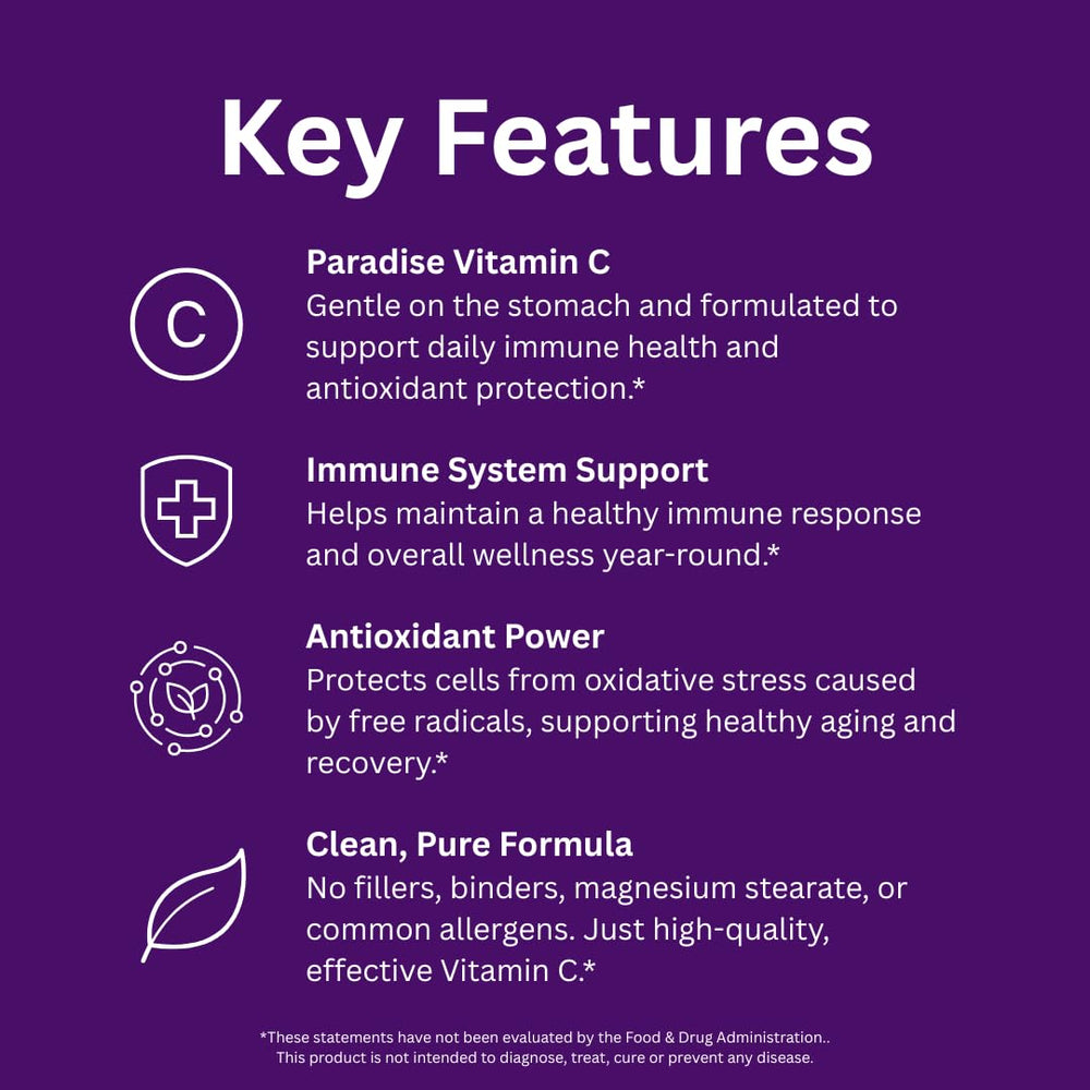 Ingredients panel for Paradise Herbs Earth's Blend Vitamin C