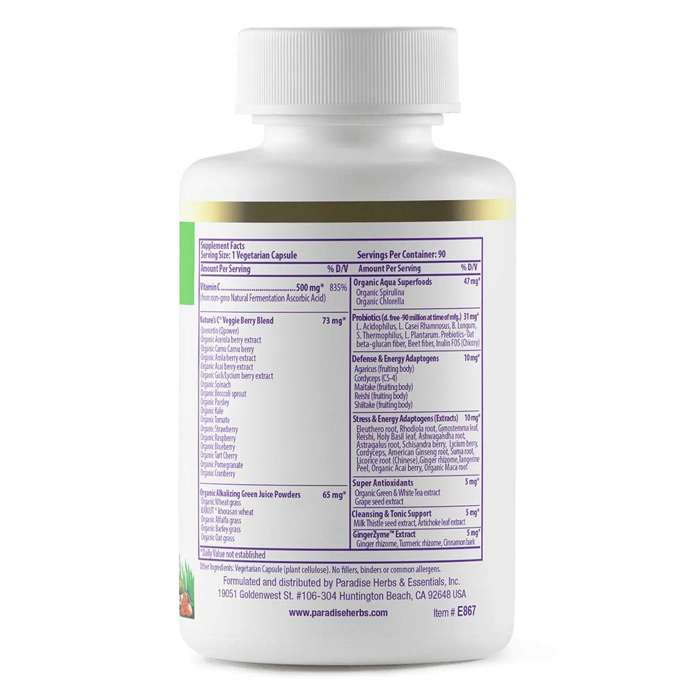Capsules of Paradise Herbs Vitamin C supplement
