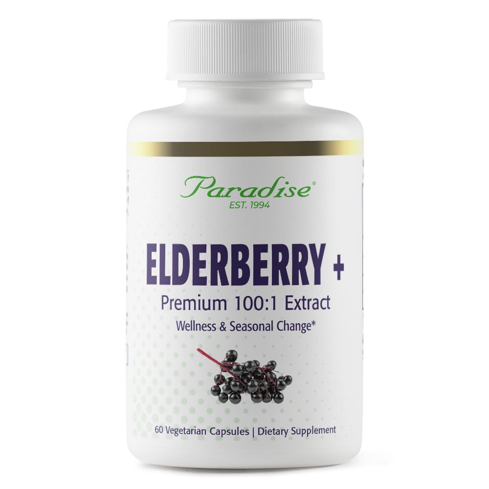 Bottle of Paradise Herbs Elderberry with Zinc Extract capsules