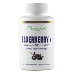 Bottle of Paradise Herbs Elderberry with Zinc Extract capsules