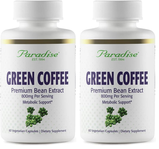 Paradise Herbs Green Coffee Bean Active Whole Spectrum Extract bottle - 60 Count (Pack of 2)