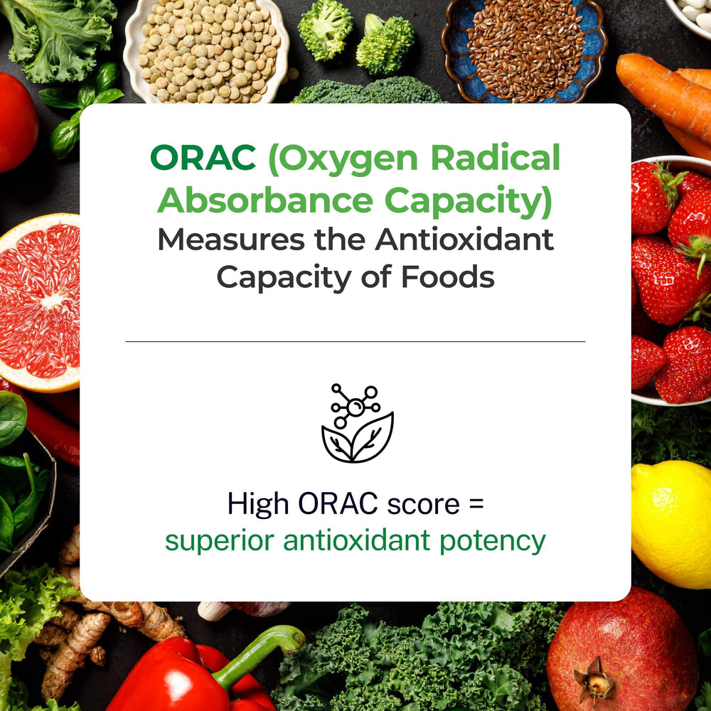 Scoop of ORAC Energy Greens powder being added to juice