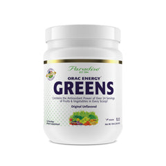 Paradise Herbs ORAC Energy Greens Powder container with scoop