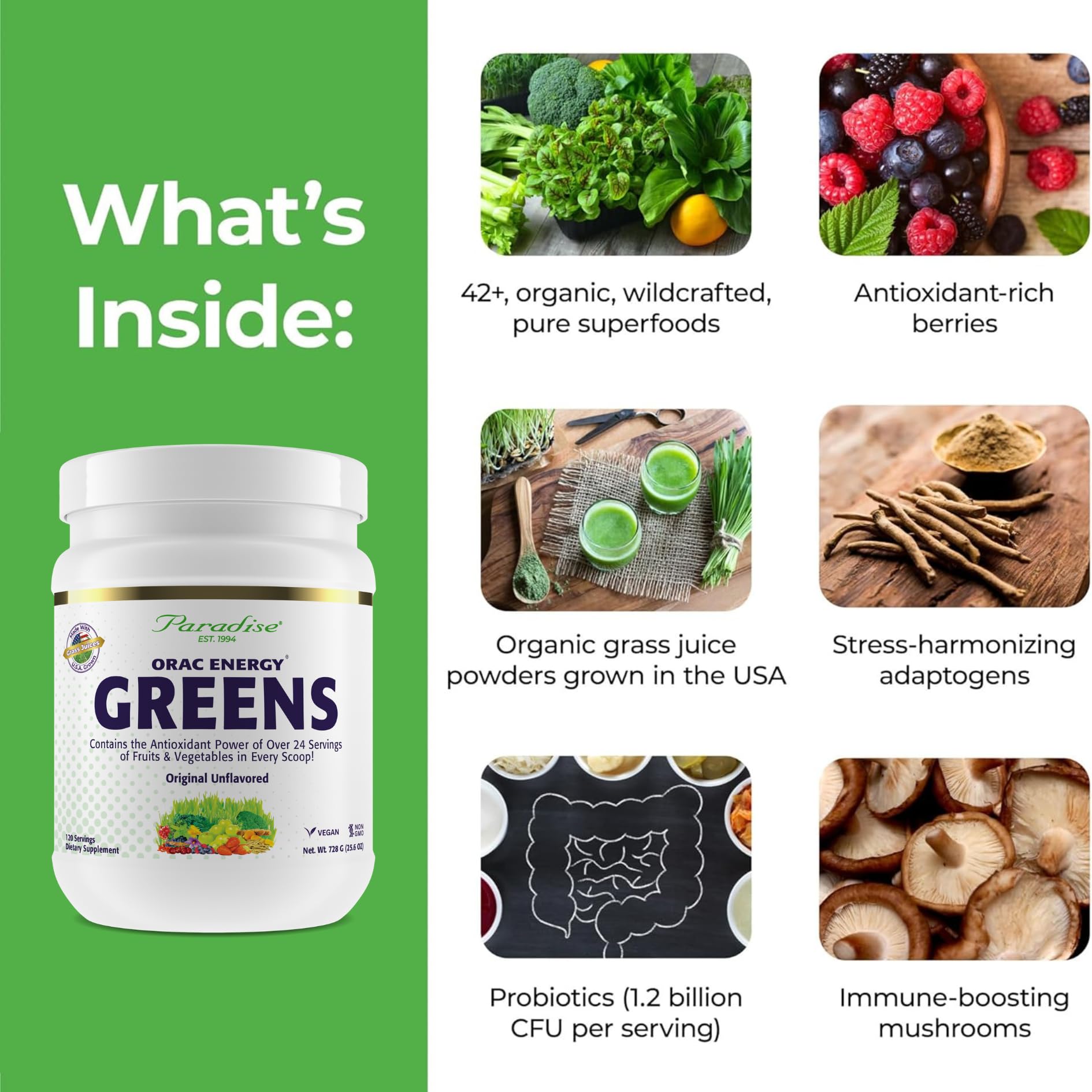 Glass of smoothie with ORAC Energy Greens Powder