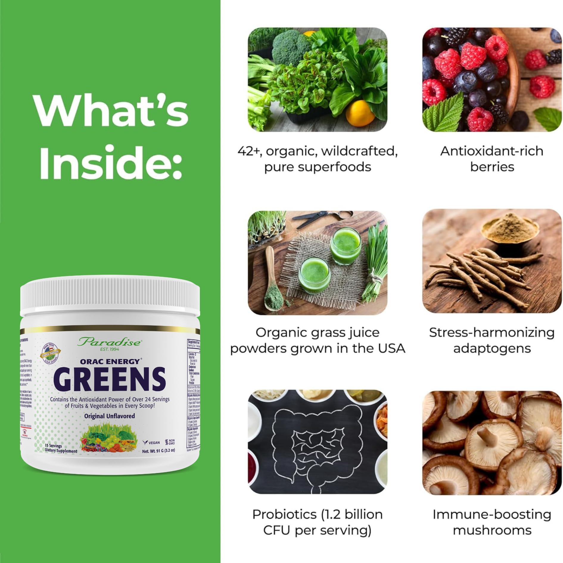 Berry blend with greens powder for antioxidant boost