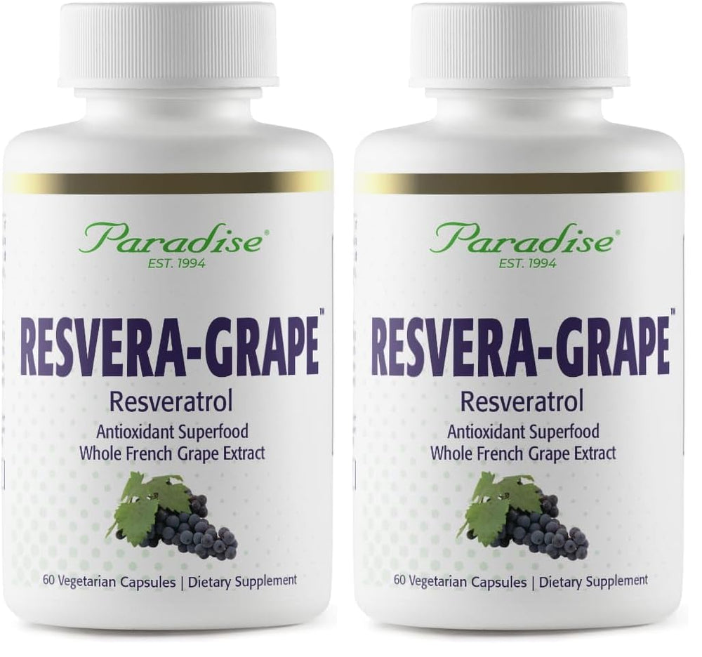 Paradise Herbs Resveragrape 2-pack bottle and packaging