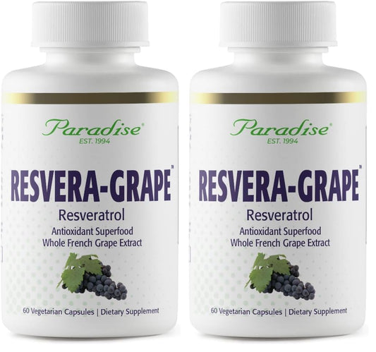 Paradise Herbs Resveragrape 2-pack bottle and packaging
