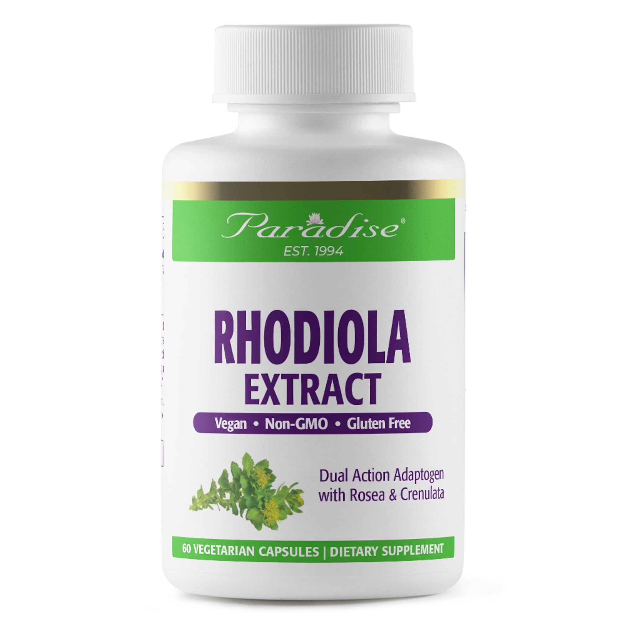 Paradise Herbs Rhodiola Extract 500mg bottle – front view