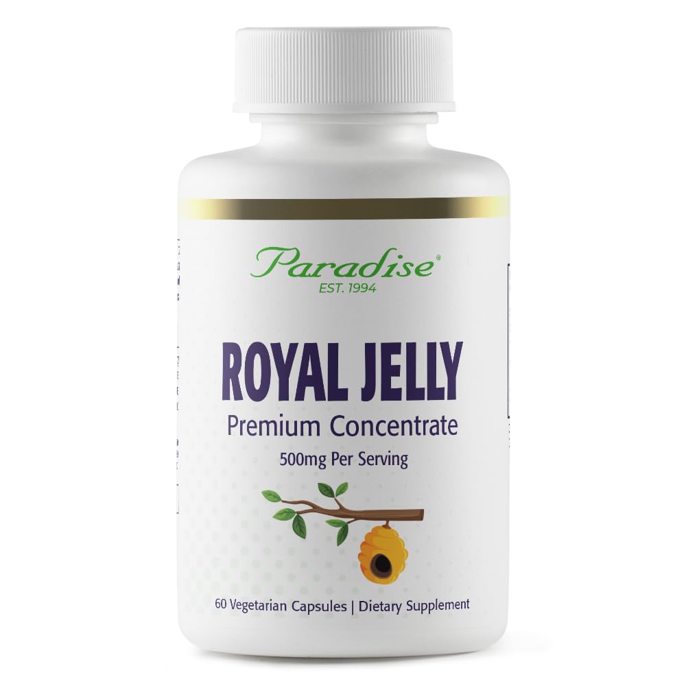 Paradise Herbs Royal Jelly Golden Emperor ultra-pure vegan gluten-free non-GMO freeze-dried concentrate in 60-count vegetarian capsules