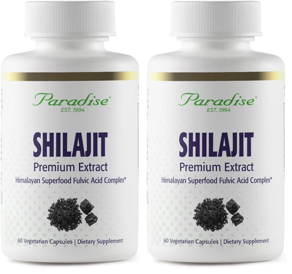 Paradise Herbs Shilajit Extract – 60 Vegetarian Capsules, Pack of 2