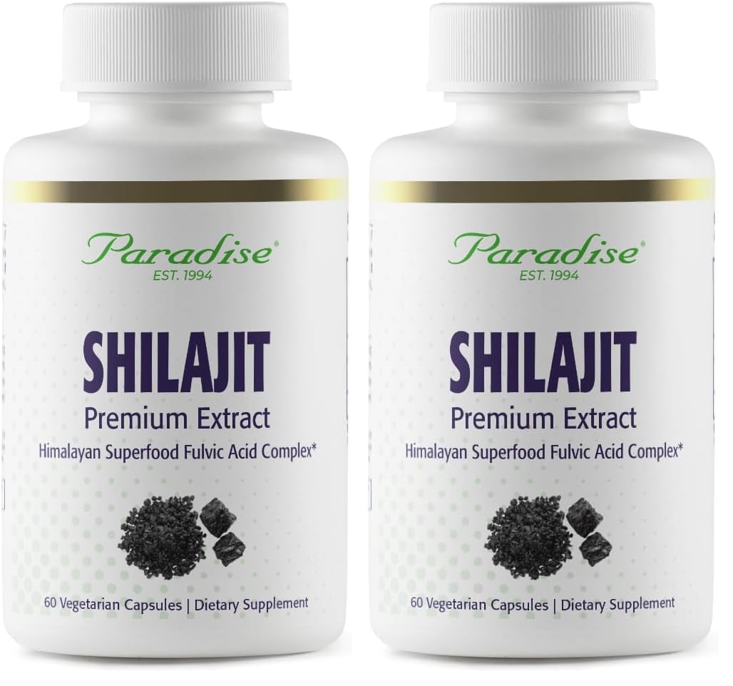 Paradise Herbs Shilajit Extract – 60 Vegetarian Capsules, Pack of 2