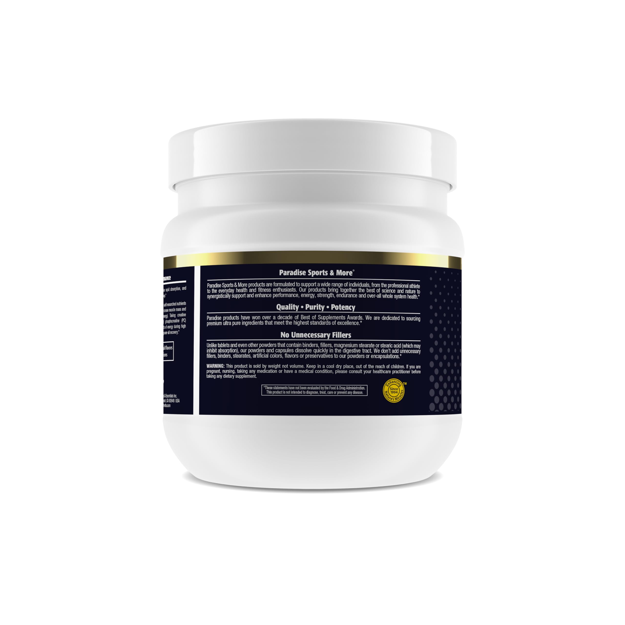 Complete packaging of Paradise Creatine Monohydrate 500g