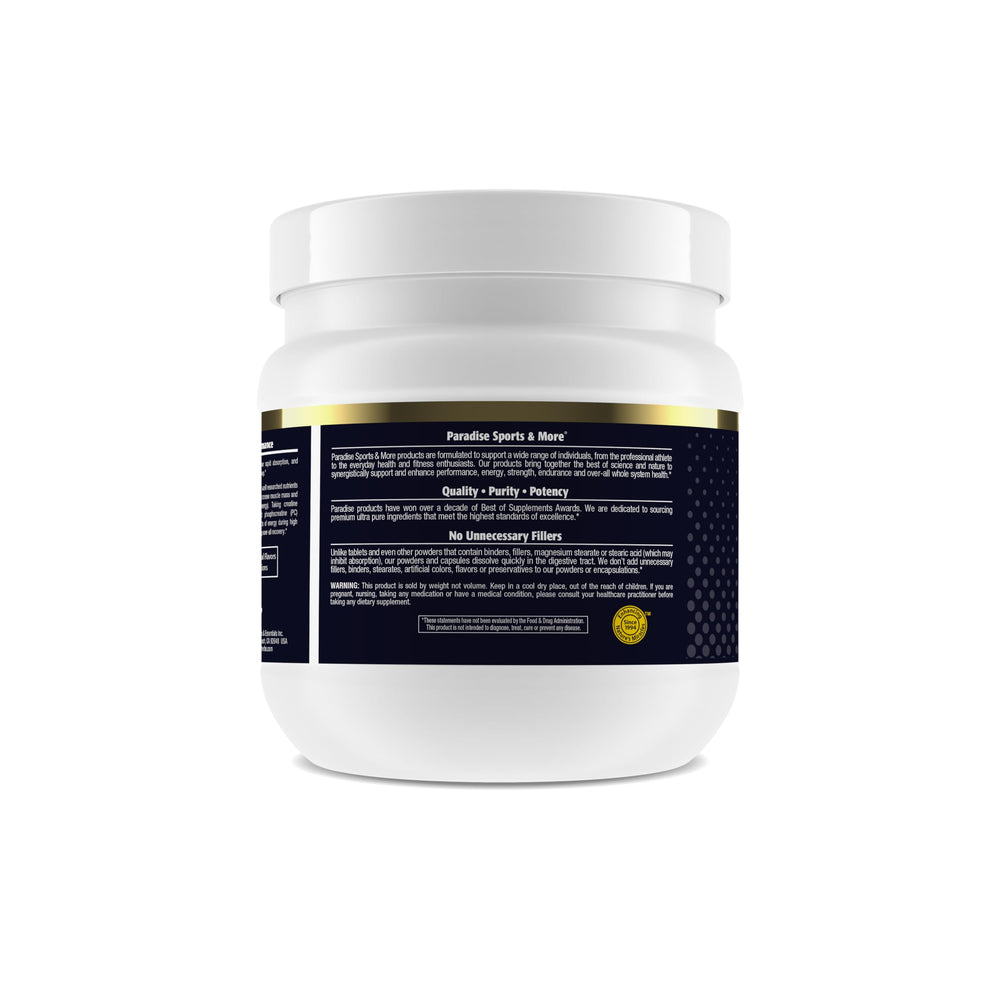 Complete packaging of Paradise Creatine Monohydrate 500g