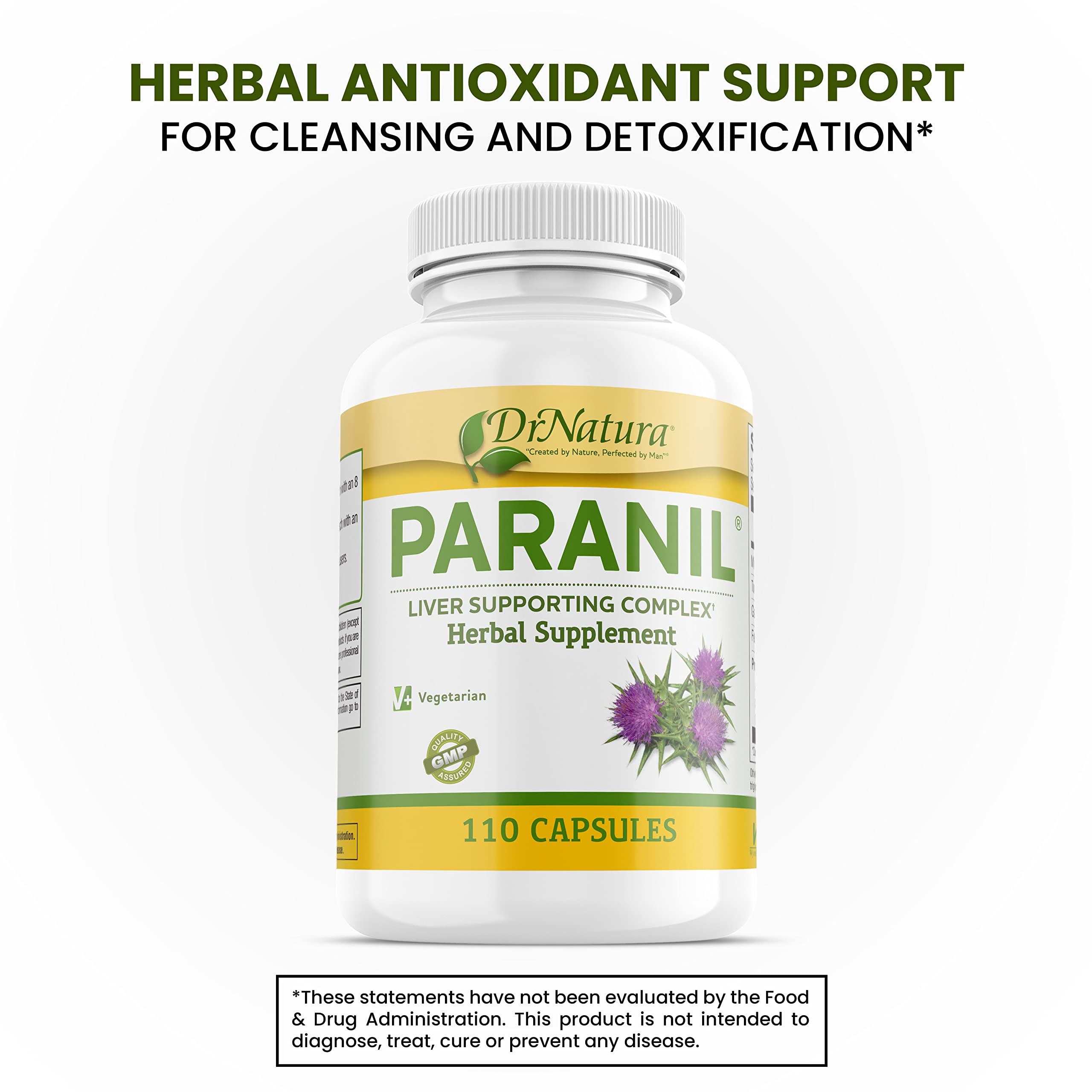 Close-up of Paranil's 17-herb formula including milk thistle
