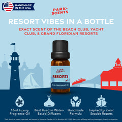 Side view of Park Scents Resorts 10ml fragrance oil bottle