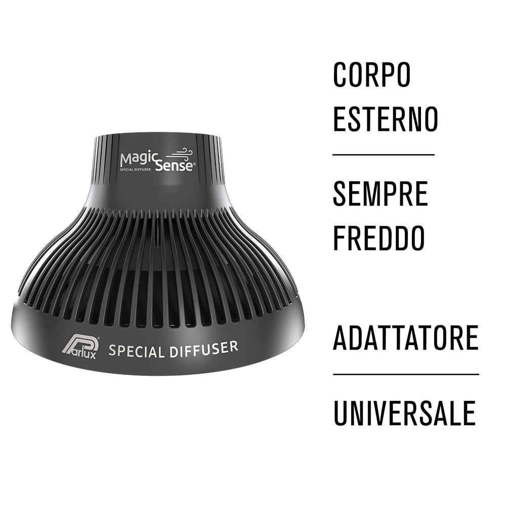 Parlux diffuser compatible with all Parlux dryers for versatile styling on the go.