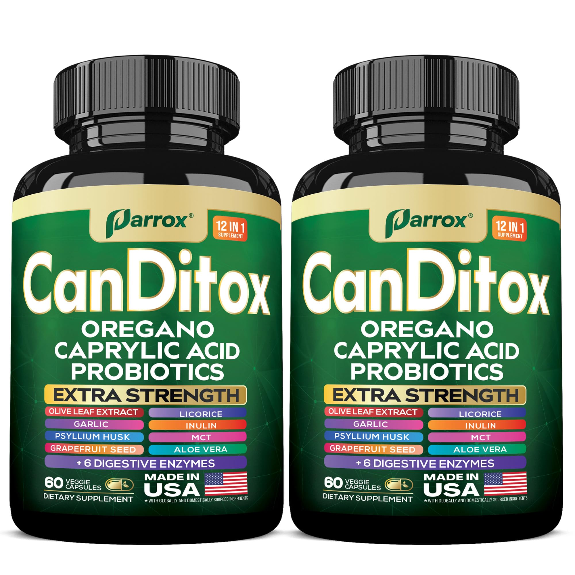 Parrox CanDitox Capsules bottle with label on white background