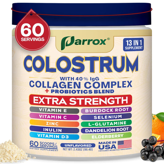 Hero shot of Parrox Colostrum Powder with 60+ servings, unflavored