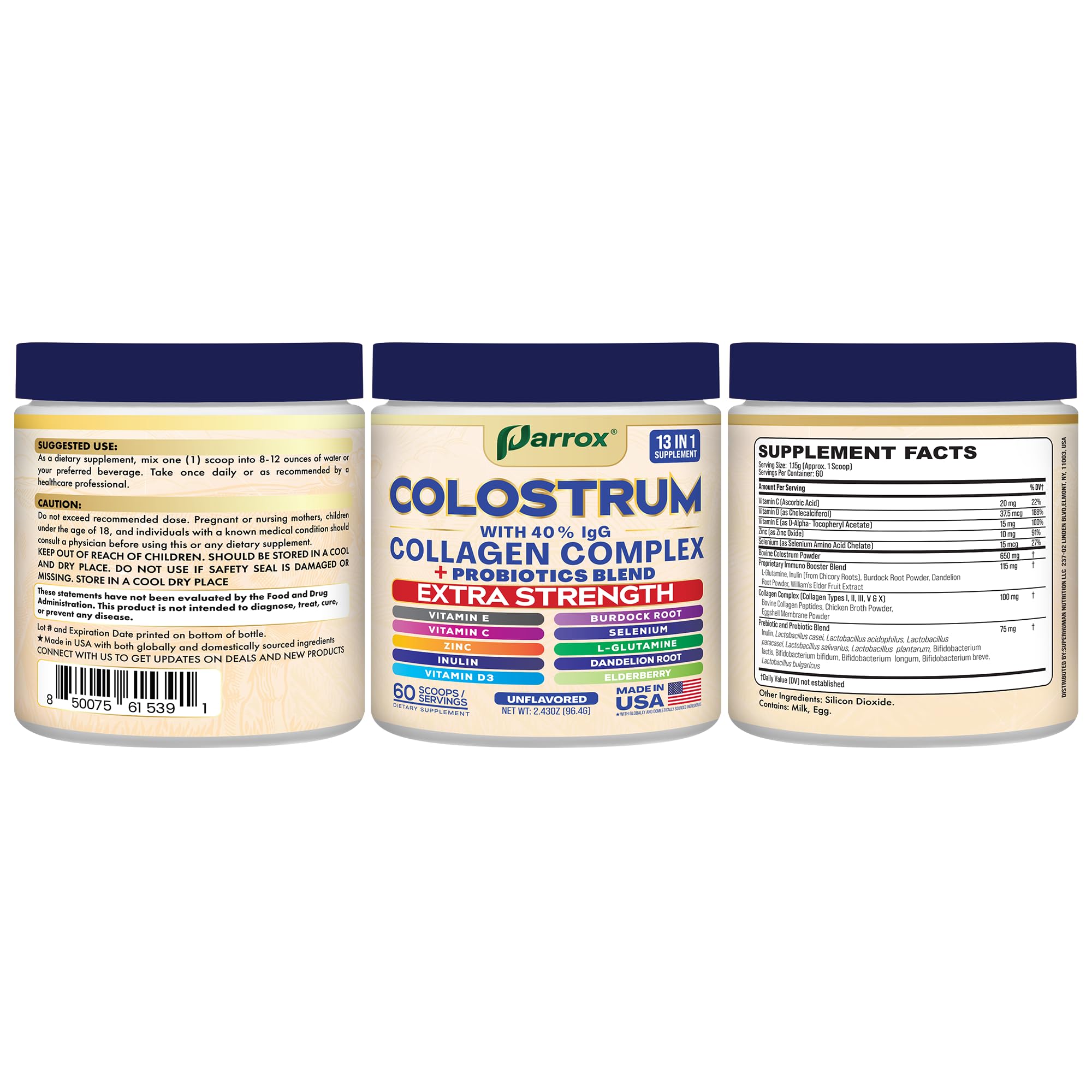 Probiotic blend included with Parrox Colostrum Powder