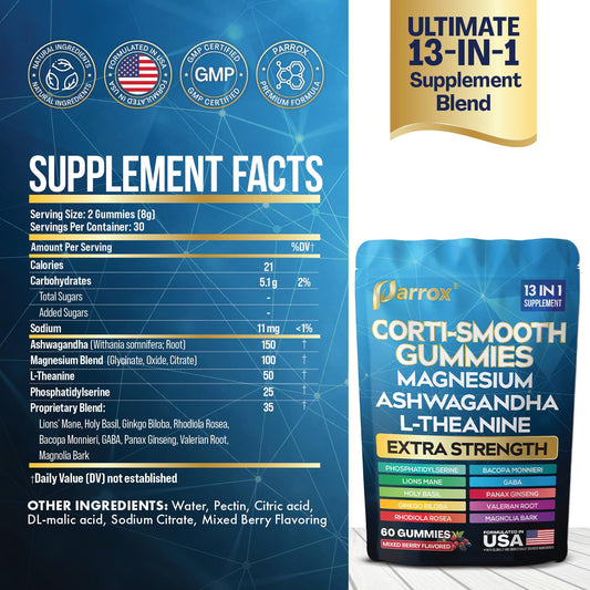 Close-up of Parrox Corti-Smooth Gummies showing texture and berry color