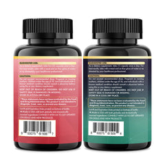 Close-up of product label showing 60 capsules per bottle