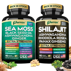 Dynamic Vitality Bundle two-bottle set showing shilajit and sea moss bottles