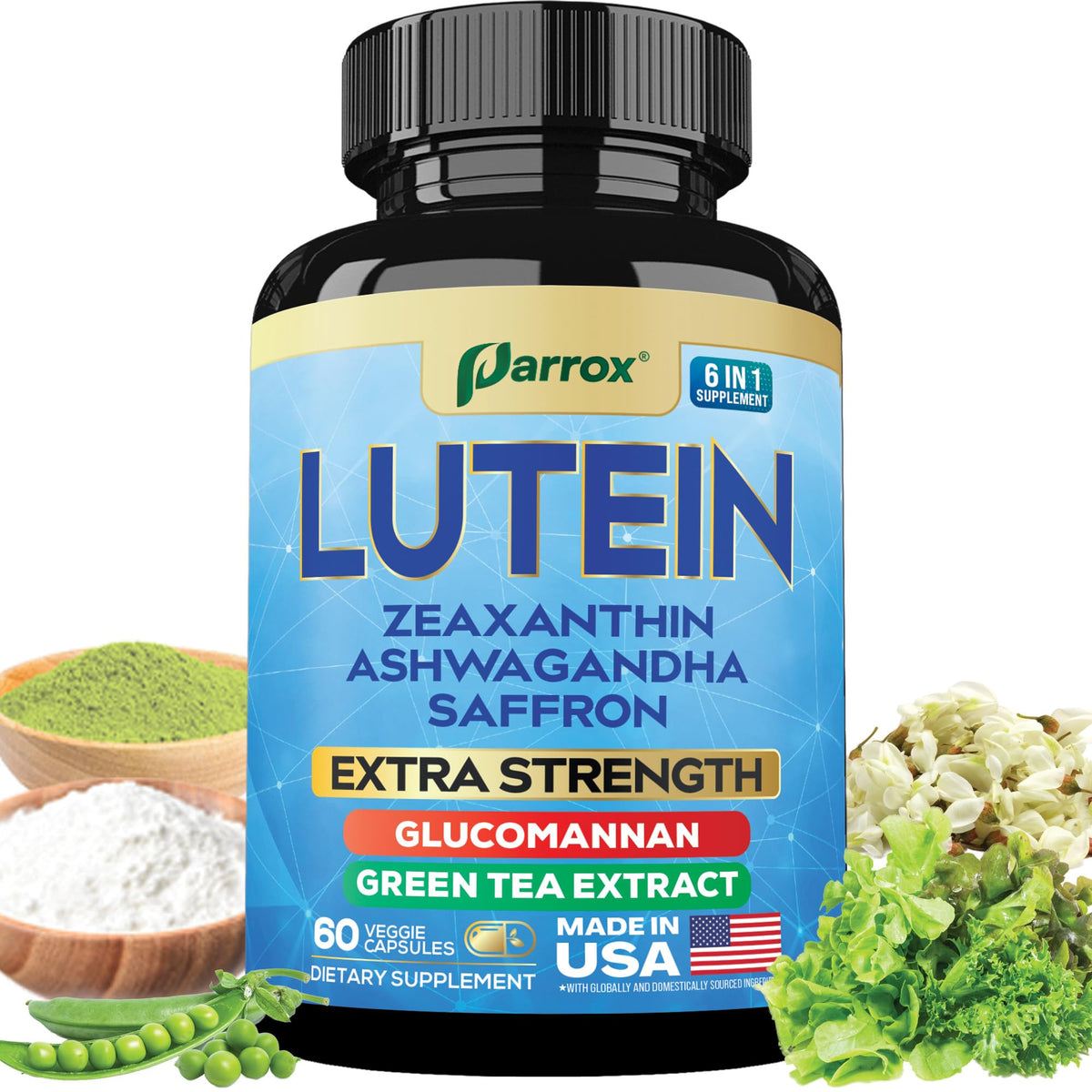 Parrox Lutein supplement bottle label