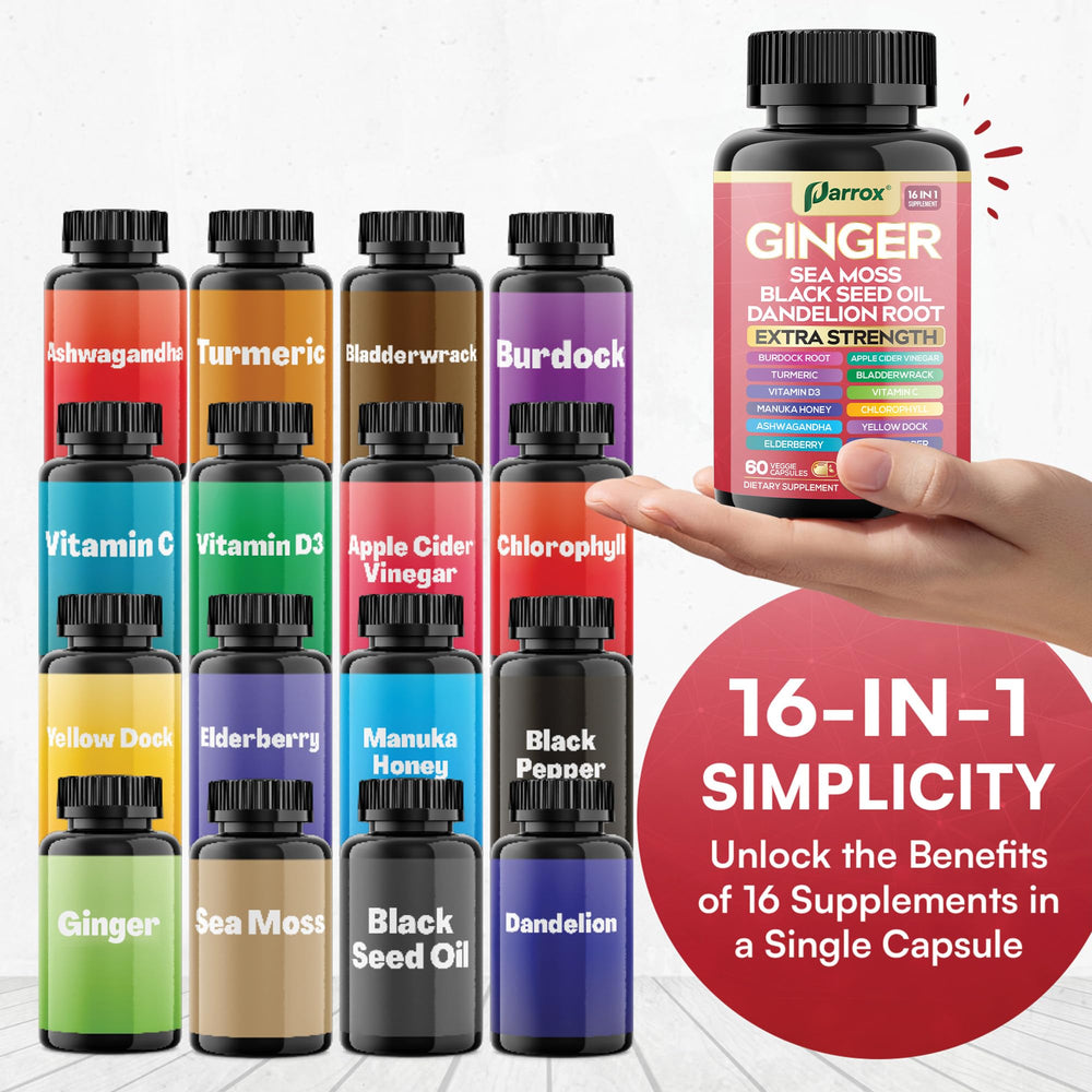Parrox Ginger 16-in-1 capsules close-up
