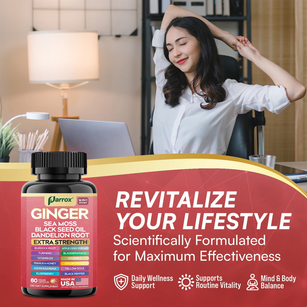 Parrox Ginger 16-in-1 plant-based capsules