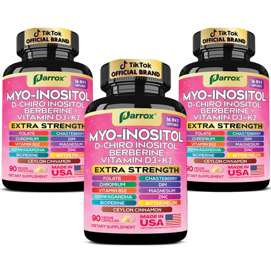 Parrox Myo-Inositol 16-in-1 formula bottle front with Berberine and D-Chiro Inositol