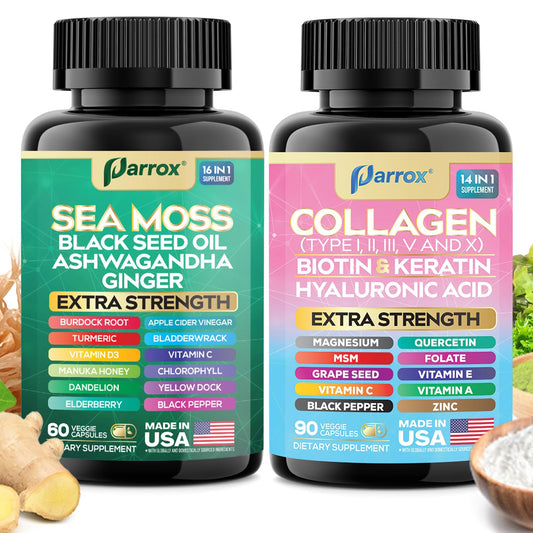 Parrox Radiant Wellness Bundle packaging with two bottle display