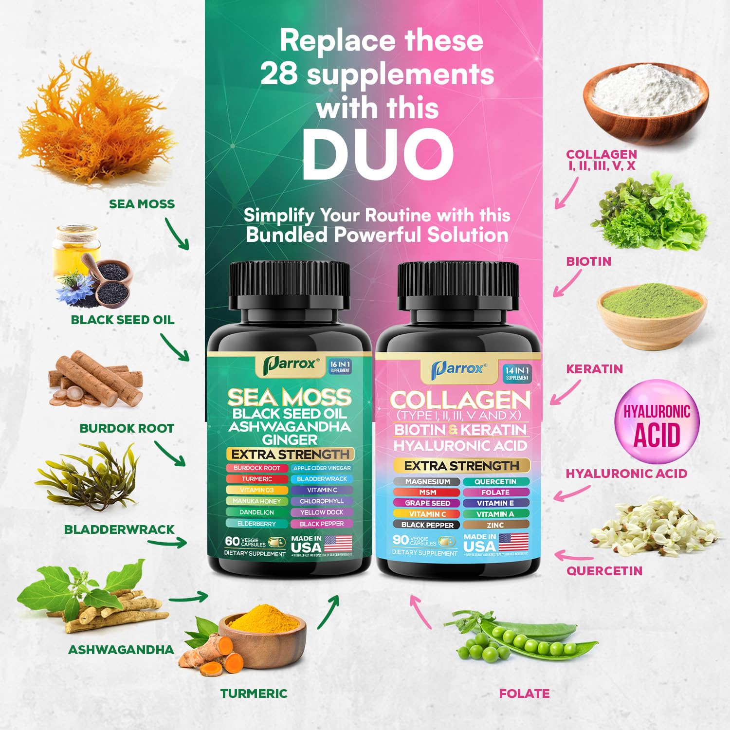 Ashwagandha and Ginger capsules close-up
