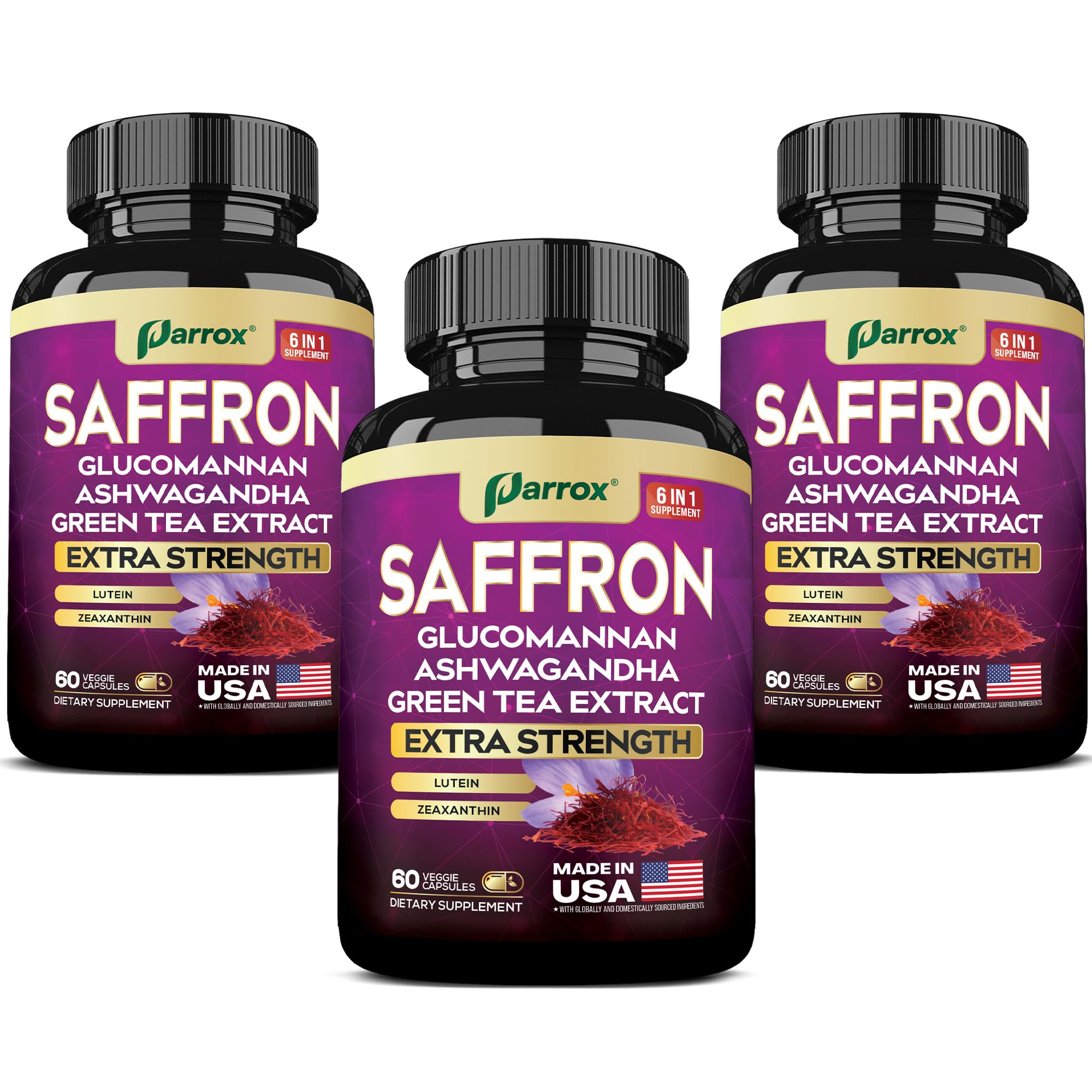 Parrox Saffron 3-pack bottle for 6-month supply
