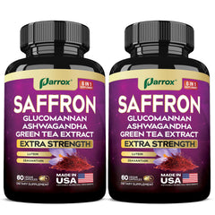 Front view of Parrox Saffron Supplement 2-pack bottle