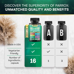 Parrox Sea Moss blend featuring Bladderwrack, Burdock Root and Ginger